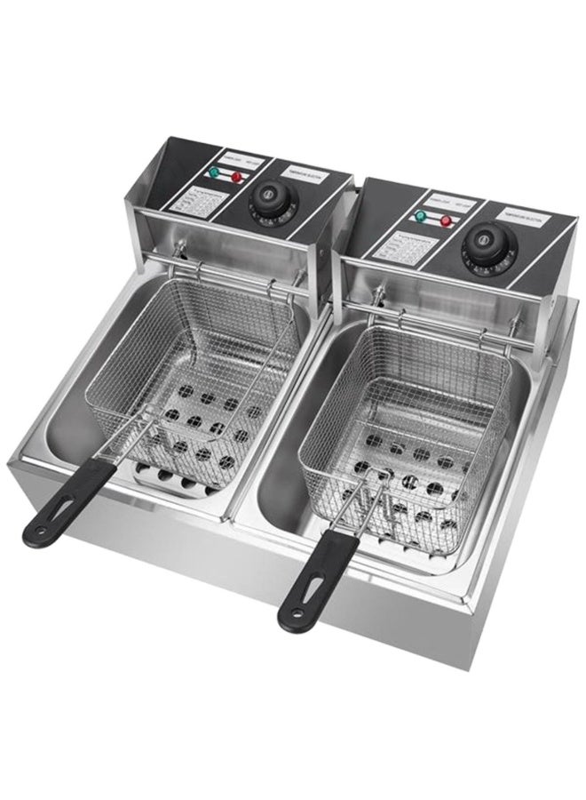 Tradeo Electric Deep Fryer Dual Tank Stainless Steel Commercial Fast Food Frying Machine - Image 1
